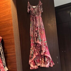 Camilla Pink Floral High-Low Ruffle Maxi Dress